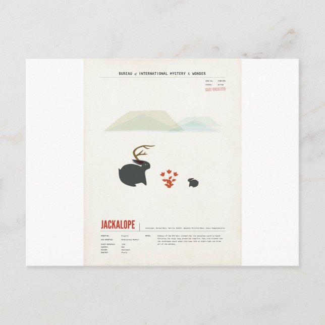 Whiskey Jackalope Vykort (Framsida)