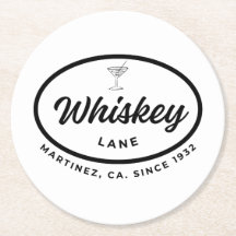Whiskey Lane Retro Logotyp Vit Underlägg uppsättni