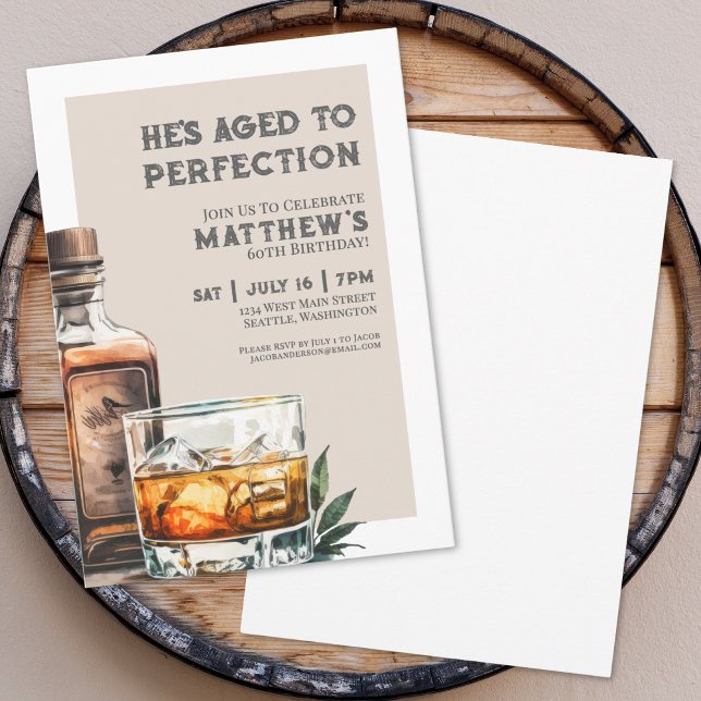 Whiskey Mäns 60-årsfest Inbjudningar (Whiskey Men's 60th Birthday Party Invitation)