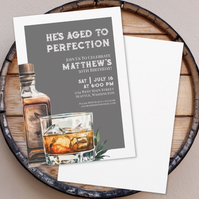 Whiskey Men's födelsedagsfest Inbjudningar (Whiskey Men's Birthday Party Invitation)