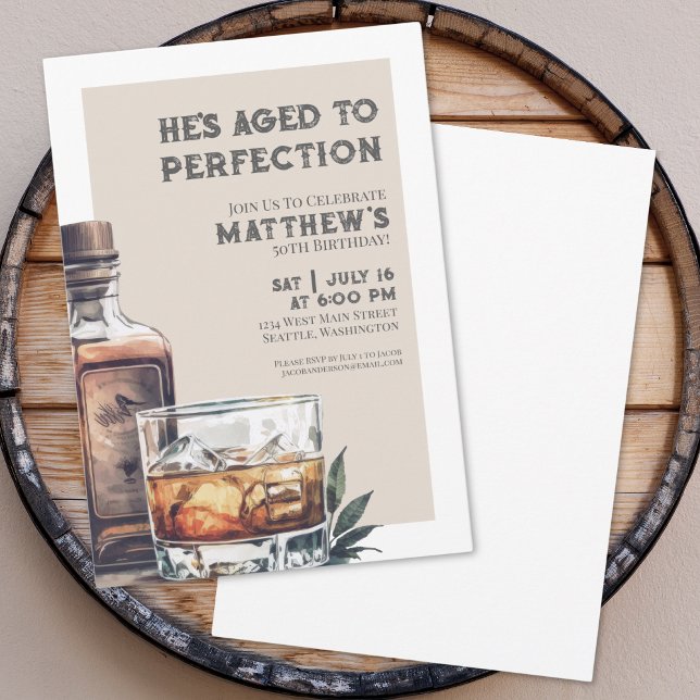 Whiskey Men's födelsedagsfest Inbjudningar (Whiskey Men's Birthday Party Invitation )
