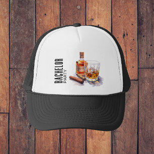 Whiskey och Cigar Modern Bachelor Party Keps