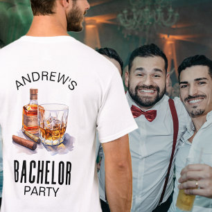 Whiskey och Cigar Modern Bachelor Party T Shirt