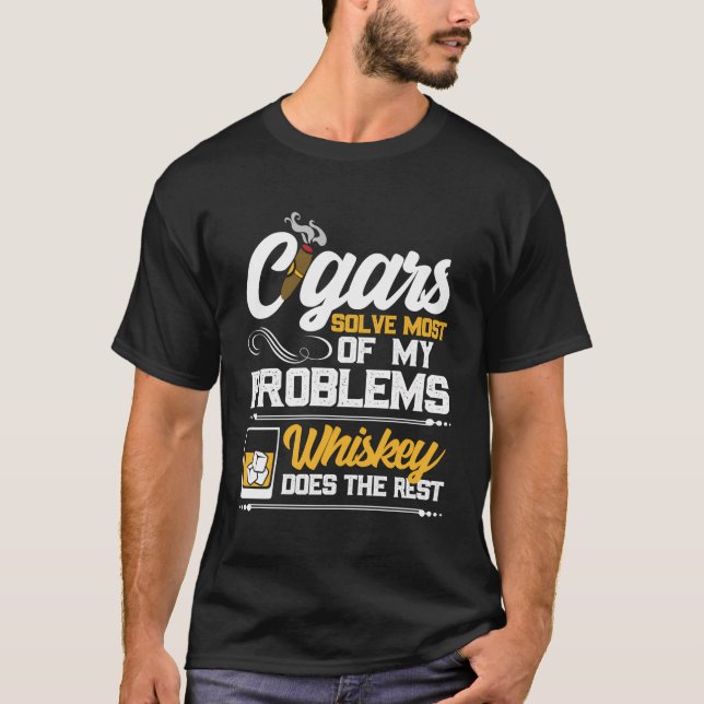 Whiskey och Cigars Joke T Shirt (Framsida)