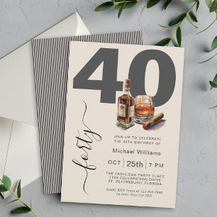 Whiskey och Cigars Masculine 40:e födelsedagen Par Inbjudningar
