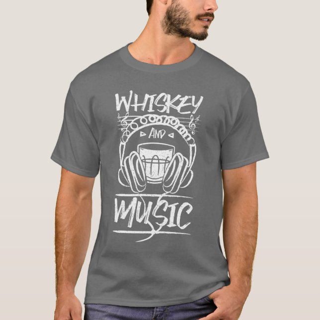 whiskey- och Music-vänner T Shirt (Framsida)