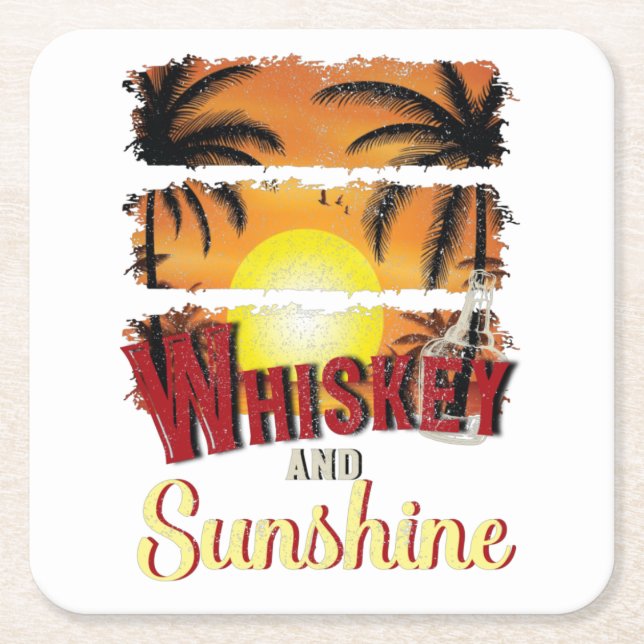Whiskey och Sunshine Underlägg Papper Kvadrat (Framsidan)