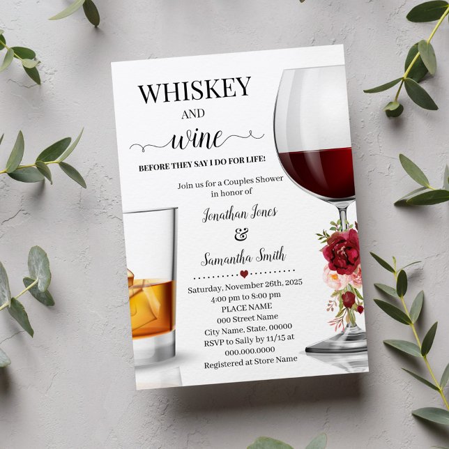 Whiskey och Vin innan jag gör Par Shower Inbjudningar (Skapare uppladdad)