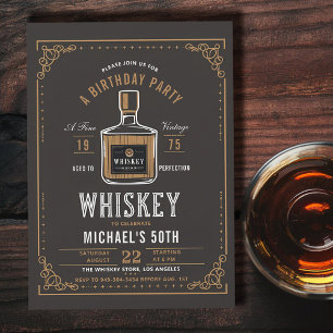 Whiskey Rustic Åldras till Perfection 50:e födelse Inbjudningar