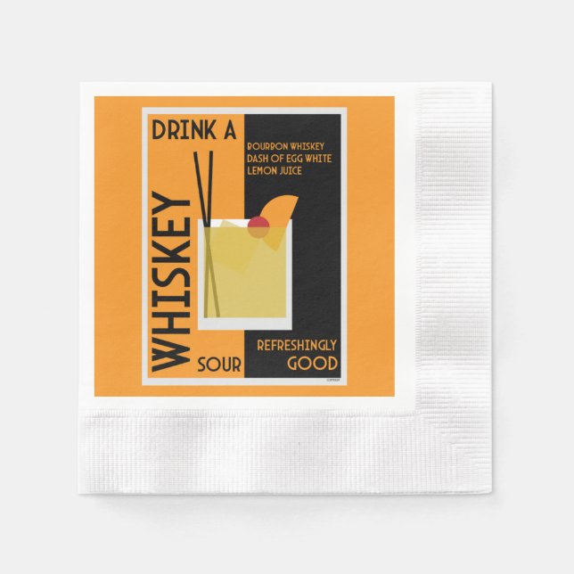 Whiskey Sour Cocktail Napkin Pappersservett (Framsidan)