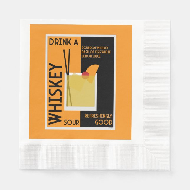 Whiskey Sour Cocktail Napkin Pappersservett (Framsidan)