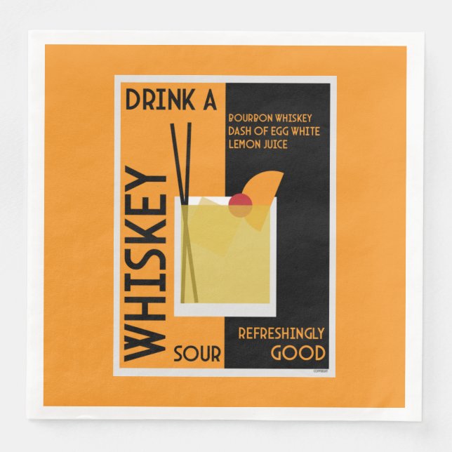 Whiskey Sour Cocktail   Servett (Framsida)