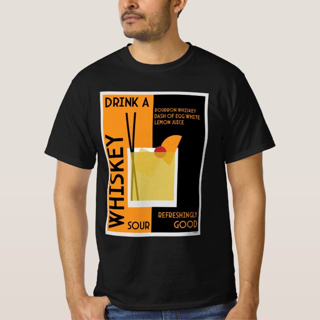 Whiskey Sour Cocktail T-Shirt (Framsida)