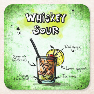 Whiskey Sour Drink Recipe Underlägg Papper Kvadrat