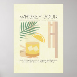 Whiskey Sour Recept Minimalistic Pastel Poster