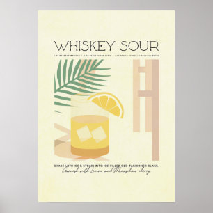 Whiskey Sour Recept Minimalistic Pastel Poster