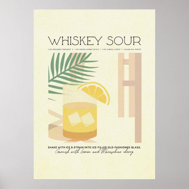 Whiskey Sour Recept Minimalistic Pastel Poster (Framsidan)