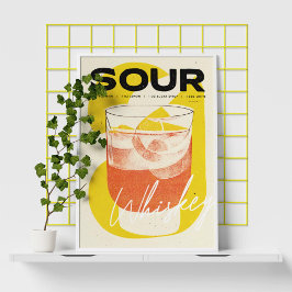 Whiskey Sour Retro Cocktail Poster Gult Art