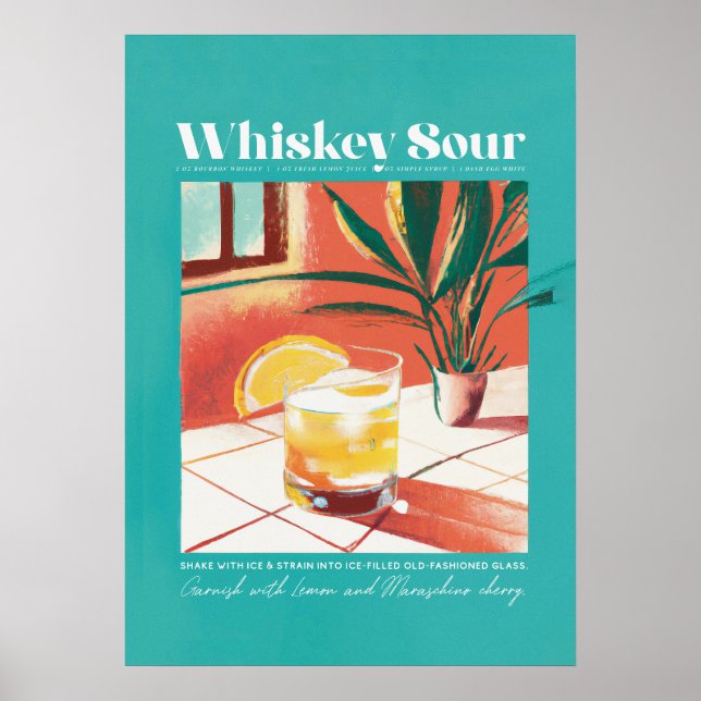 Whiskey Sour Tropik Turcos Retro Poster (Framsidan)