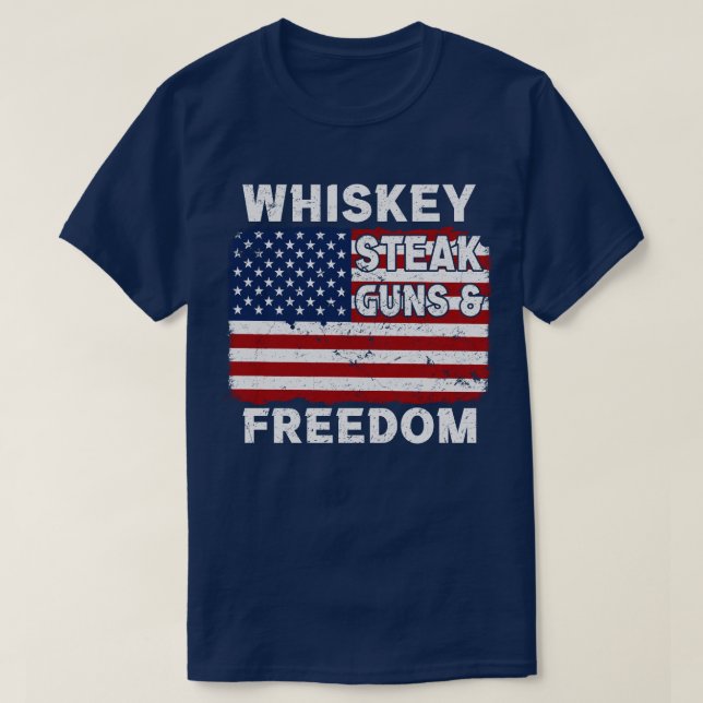 whiskey steak gun och frihet t shirt (Design framsida)