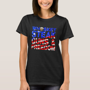 Whiskey Steak Guns and Freedom Retro US Flagga 4th T Shirt
