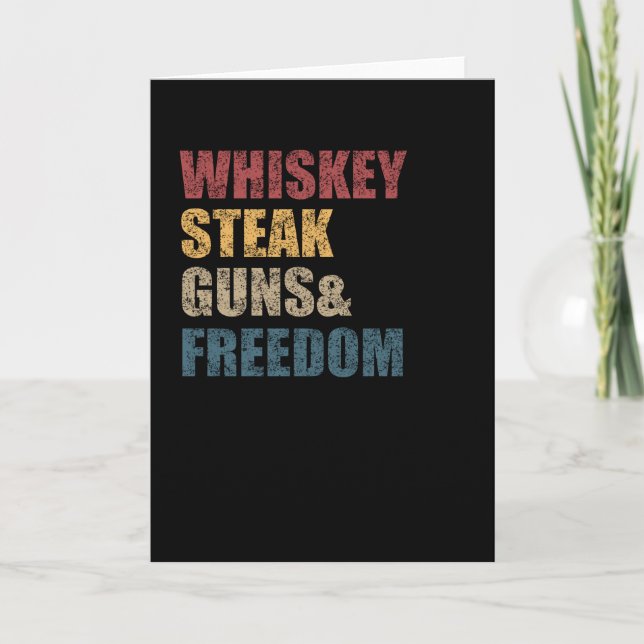 Whiskey Steaks Guns and Freedom USA flagga Kort (Framsida)