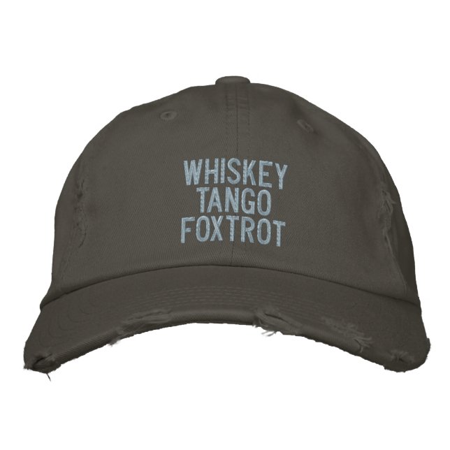 Whiskey Tango Foxtrot Pilot Hat Broderad Keps (Framsida)