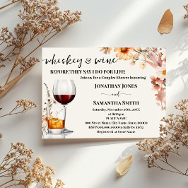 Whiskey & Vin Par Shower Autumn Wildblommor Inbjudningar