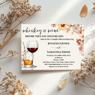 Whiskey & Vin Par Shower Autumn Wildblommor Inbjudningar