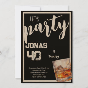 Whiskey vuxna födelsedagsfest inbjudan