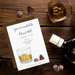 Whiskey Watercolor Chokladtrufflar Födelsedag Inbjudningar