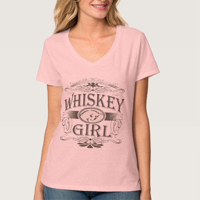 Whiskeyflickan spänner fast t shirt (Framsida)