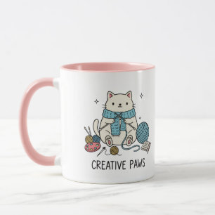 Whiskof Cat Playfull Minimalist Sketch Art Mugg