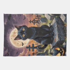 Whiskof the Witching Hour - Black Cat Kökshandduk