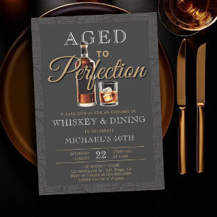 Whisky Åldrad till Perfektion Elegant 50-årsdag Inbjudningar