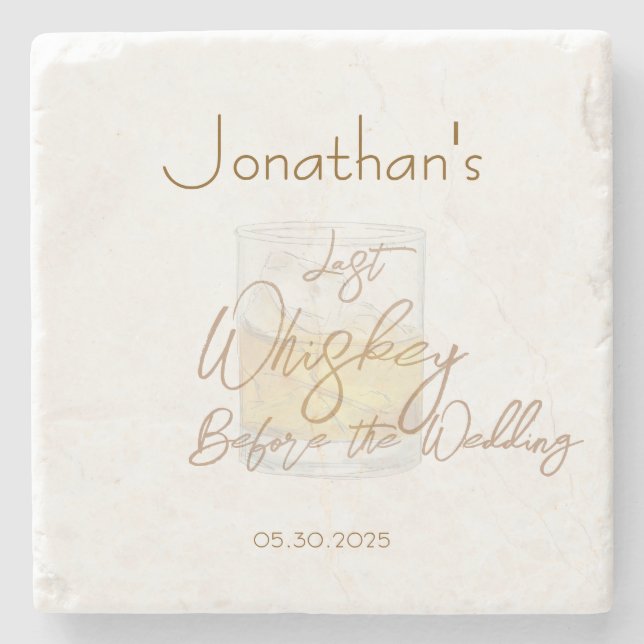 Whisky Bröllop Sängledning Stenunderlägg (Framsidan)