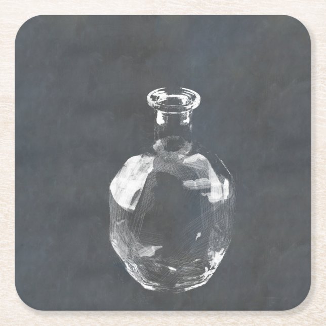 Whisky Flaska Underlägg Papper Kvadrat (Framsidan)