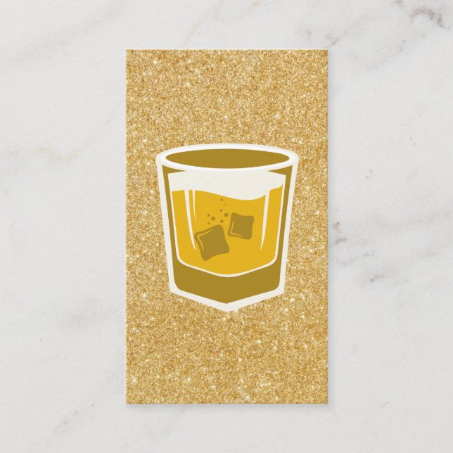 Whisky Glass | AFFÄRSKORTET GULD GLITTER Visitkort (Framsida)