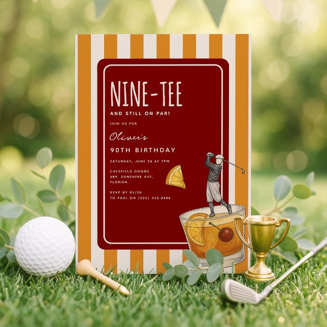 Whisky Golf Themed 90th Birthday Inbjudningar (Skapare uppladdad)