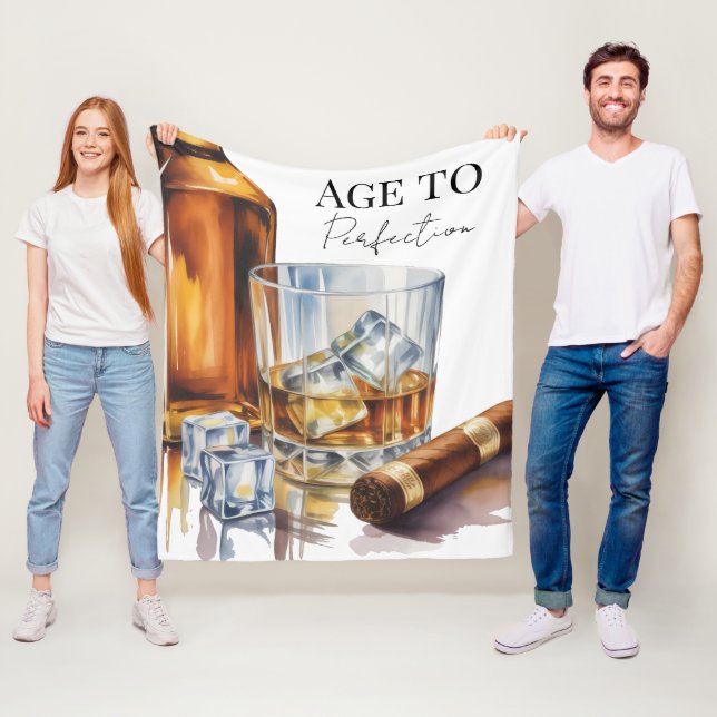 Whisky och Cigar Mäns Födelsedagsfest Fleecefilt (På plats)