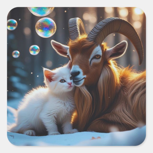 Whisky och Hooves Fyrkantigt Klistermärke (Framsida)