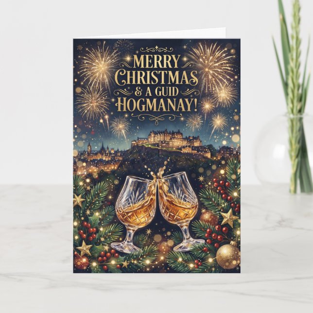 Whisky skål Hogmanay skotsk julkort Kort (Framsida)