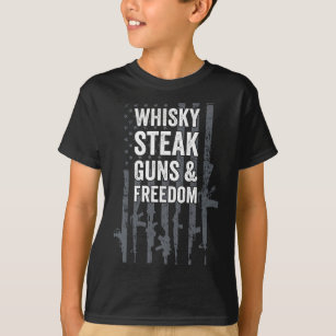 Whisky Steak Guns and Freedom - Finny USA Drinking T Shirt