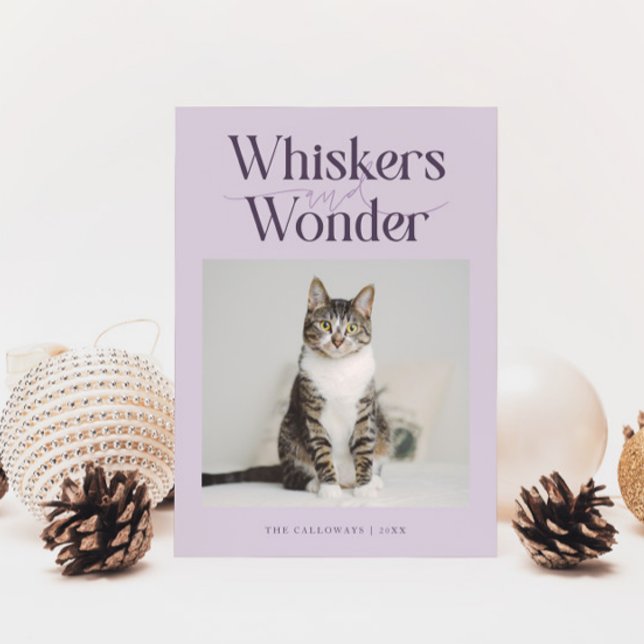 Whiskyr och  foto Lila jul Julkort (Skapare uppladdad)