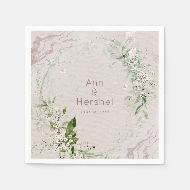 Whisper &  2 Bröllop Cocktail Napkins Pappersservett (Framsidan)