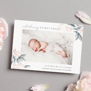  Whisper Blommigt Foto Birth-meddelande Meddelande