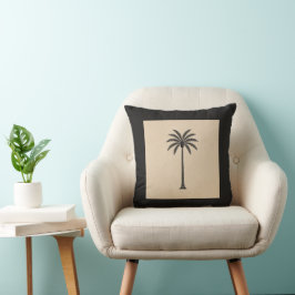 Whisper Fountains Black Palm Cushion Kudde