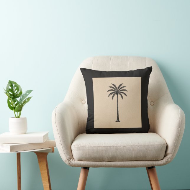 Whisper Fountains Black Palm Cushion Kudde (Stol)