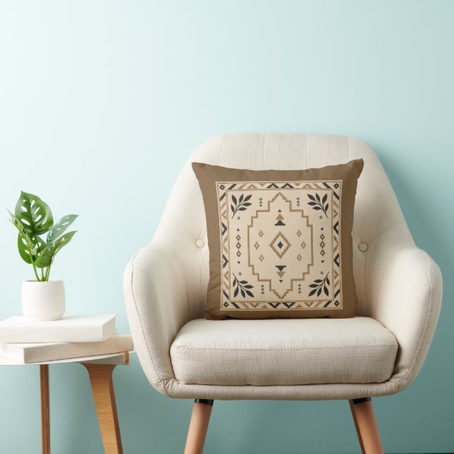 Whisper Fountains Brown Tribal Cushion Kudde (Stol)