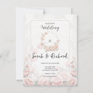 Whisper Soft Rosa Blommigt Romantic Garden Wedding Vykort